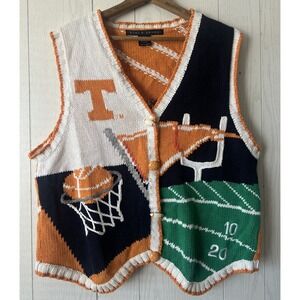 VTG 90's Tennessee Volunteers Sweater Vest Double Sided XL Football Vols Birch